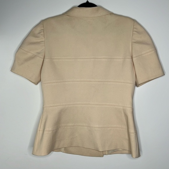 Oscar de la Renta Sz 12 Short Sleeve Snap Button Double Breasted Jacket - Picture 7 of 10